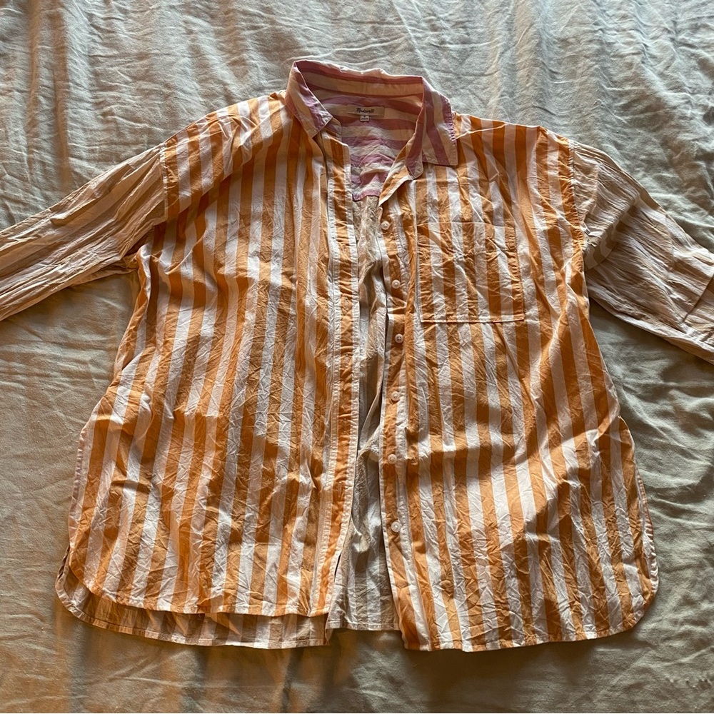 Madewell Color-blocked Striped Button-Down